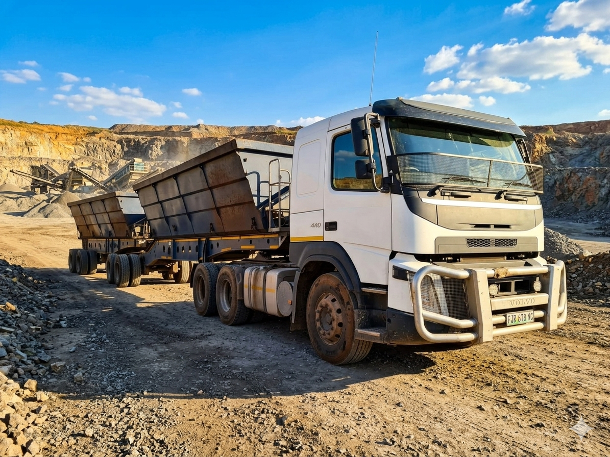 Super link side tipper truck in a quarry environment